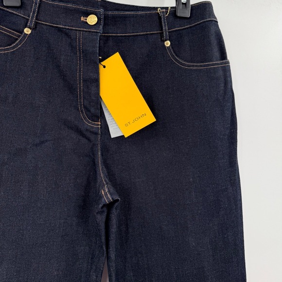 St.‎ John Embellished Jeans Dark Wash Denim Straight Leg Pants Size 10 - Picture 6 of 9